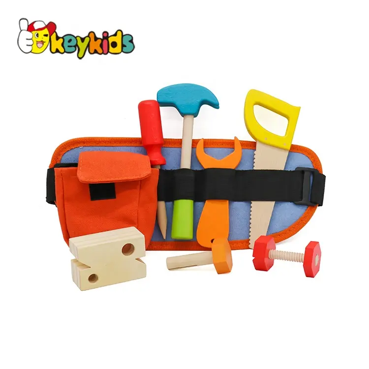 Pretend play set woodworking repair wooden carpenter toys tool belt for kids W03D133