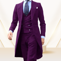 Costume Homme Sur Mesure en Gros : Designs de Manteaux Longs, Costume Rouge, Smoking Élégant pour Homme, Ensemble 3 Pièces Personnalisé (Veste+Gilet+Pantalon)