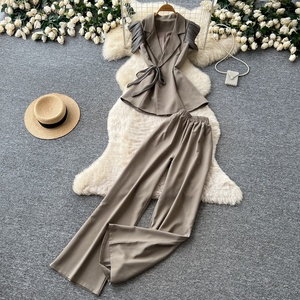 Conjunto de Verano de 2 Piezas para Mujer, Top sin Mangas con Tiras y Pantalones de Cintura Alta, Ropa al por Mayor - Product Image 2