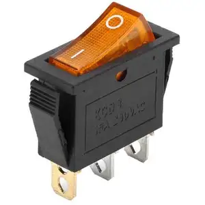 Interruptor basculante serie KCD3-101N, base negra con botón de color, encendido y apagado, 3 terminales con interruptor basculante