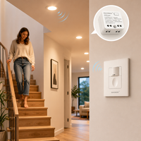 Kit Saklar Sensor Gerak Nirkabel 2.4GHz PIR dengan Penerima untuk Kontrol Pencahayaan Rumah Pintar