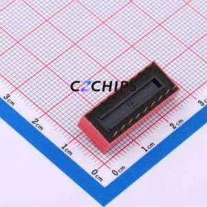 DS-9-R-T DIP Switch Through hole Component (THT),P=2.54mm Switch Flat Toggle, Raised Type Single Pole Single Throw 9-Bit 2.54mm - Product Image 2