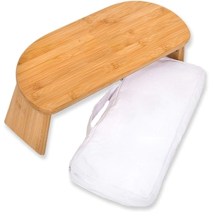 Bamboo Folding <strong>Meditation</strong> Bench Wooden Seiza Kneeling <strong>Stool</strong> Bamboo Yoga <strong>Stool</strong> with Cushion - Product Image 1
