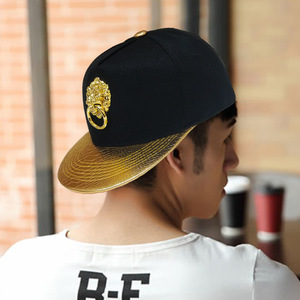 Thời trang người đàn ông phẳng vành sư tử vàng Vòng PU da hip hop Punk xu hướng đường phố Mũ bóng chày - Product Image 2
