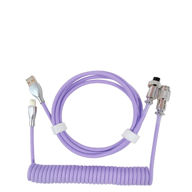 Desktop Computer USB-C Type-C Coiled Mechanical Keyboard Cable with Braid Shielding and TPE Material