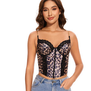 Sous Lulu logo personnalisé en gros gros gros seins dames matures Sexy Costume mode chaîne imprimé léopard Bustier Corset hauts pour les femmes - Product Image 1