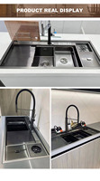 Évier de cuisine artisanal en acier inoxydable 304, multifonctionnel, grand bac unique avec lave-gobelet haute pression