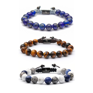 Hochwertige 10MM Herren Naturstein Perle Tiger Auge Stein Lapislazuli hand gewebte Herren modische Charm Armband Geschenk - Product Image 1