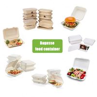 Boîte carrée jetable à 3 compartiments de 8 pouces, en pulpe de canne à sucre, boîte à lunch biodégradable, emballage pour la restauration rapide à emporter