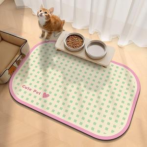 Checkered Pet Food <b>Mat</b> Oval PVC Waterproof For <b>Cats</b> And Dogs - Product Image 1