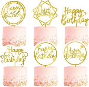 Juego de 6 Adornos para Pastel Dorados, con Purpurina de Doble Cara, Adornos Acrílicos para Cupcakes de <span class=keywords><strong>Feliz</strong></span> <span class=keywords><strong>Cumpleaños</strong></span>, Decoraciones de <span class=keywords><strong>Cumpleaños</strong></span> para Niños - Product Image 1