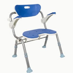Chaise de douche réglable en hauteur, en alliage d'aluminium, avec dossier et accoudoirs pliables, pour personnes âgées, pour salle de bain et toilettes - Product Image 3