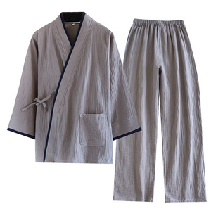<span class=keywords><strong>Pyjama</strong></span> Kimono Hanfu pour <span class=keywords><strong>homme</strong></span>, style japonais, en gaze de coton pur, pour printemps, automne et hiver, <span class=keywords><strong>grande</strong></span> <span class=keywords><strong>taille</strong></span> (jusqu'à 100 kg), ensemble de tenue de sauna à domicile - Product Image 5