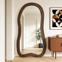 Miroir mural pleine longueur ondulé moderne avec cadre en MDF, miroir de décoration pour la maison, idéal pour le salon