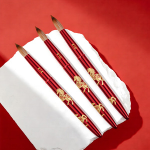 Pinceau à ongles acrylique Kolinsky en poils de cheval rouges, style 2026, mat, tailles 14, 16, 18, SSS, 100% Kolinsky, qualité supérieure - Product Image 5