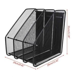 The Lowest Manufacturer Price Mesh Magazine <b>File</b> Holder Desk <b>Organizer</b> 3 Vertical Compartments <b>File</b> Folder Document Rack - Product Image 3