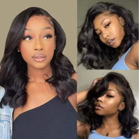 Perruques Bob Lace Front Wig brésiliennes,-Body Wave | perruques de cheveux naturels | courtes | avec baby hair | pour femmes noires