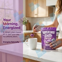 Poudre de Latte d'Igname Violette Ube, Mélange Superalimentaire de Noix de Coco, 300g, Crinière de Lion, Ashwagandha, Alternative au Café, Recette Personnalisée, Fabricant