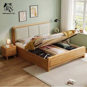 Suministro directo de fábrica, bajo costo, logotipo personalizado, en stock, cama king size ecológica de 1.8 m, nuevo diseño, muebles de dormitorio, cama queen size de madera. - Product Image 5