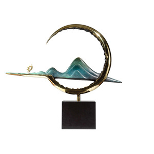 Ornement en laiton en forme de croissant de lune, couleur Cuivre et Or, décoration d'intérieur, objet décoratif de table - Product Image 2