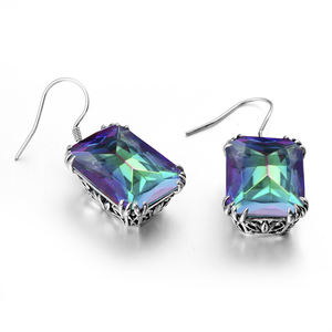 Женские серьги с камнями, гипоаллергенные серьги из серебра 925 пробы в викторианском стиле с мистическим радужным топазом - Product Image 4