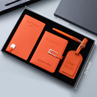 Vente en gros Porte-passeport en cuir PU personnalisé Valise de voyage Étiquette Carnet de voyage Coffret cadeau avec stylo