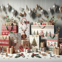 Sac de Noël à emporter et sacs en papier à provisions avec poignée de bonne qualité