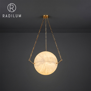 Alabaster <b>Globe</b> Chandelier Brass Chain Modern Retro Living Room Villa Designer High-End Translucent Stone Sphere Pendant <b>Light</b> - Product Image 1