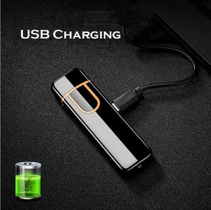 Briquet électronique sans flamme rechargeable par USB, créatif, en métal, coupe-vent, à induction par empreinte digitale, pour le camping - Product Image 3
