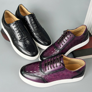 Sneakers Casual alla Moda con Lacci, <span class=keywords><strong>Scarpe</strong></span> da Skateboard per Giovani in Vera Pelle di Vacchetta, <span class=keywords><strong>Scarpe</strong></span> in Pelle da Uomo a Suola Piatta - Product Image 1