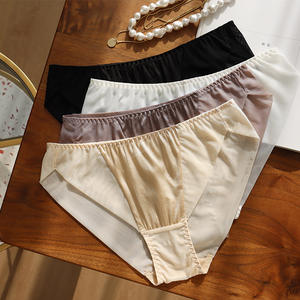 Culotte <span class=keywords><strong>tanga</strong></span> en <span class=keywords><strong>satin</strong></span> de soie Grade 6A pour femme, taille basse, respirante, unie, teinte, grande taille, sous-vêtements féminins - Product Image 3