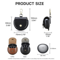 Étui de protection pour écouteurs en cuir véritable minimaliste pour Huawei Freeclip, étui pour écouteurs en cuir de vache