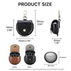 Funda Protectora Minimalista de Cuero Genuino para Auriculares Huawei Freeclip, Estuche de Cuero para Auriculares - Product Image 2