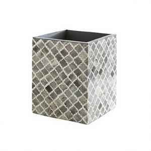 Wooden Garbage <b>Bin</b> <b>With</b> Mother Of Pearl Work Highest Quality Square Shape Dust <b>Bin</b> For Hotel And Office Use - Product Image 1