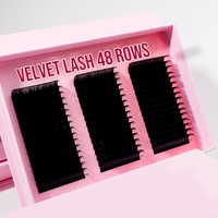 Plateau d'extensions de cils en cachemire 0.02 0.03 0.05 Noir mat premium Volume Lash Vente en gros 22MM 25MM Plateaux d'extensions de cils PBT