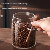 Pot à thé et à café domestique de 1200ml étanche à l'humidité et scellé sous vide avec cuillère en bois pot de stockage des aliments en verre pour la cuisine