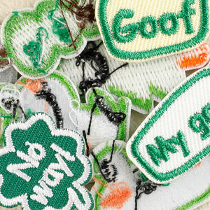 สติกเกอร์โพลีเอสเตอร์ปักลายกบต้นไม้สีเขียวสด รุ่น Patch Fresh Green Series ลาย Wappen Trend <span class=keywords><strong>ภาษา</strong></span>อังกฤษ สำหรับตกแต่ง DIY - Product Image 2