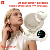 Auriculares con Traductor IA, Traducción en 164 Idiomas, Pantalla Inteligente LED, Indicador de Batería, Auriculares Impermeables 5.4
