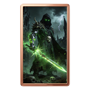 Barra de Cobre Caballero Necromante 1 oz 999 Puro con Impresión UV Llama Verde Fantasía No Mortal Coleccionable - Product Image 1