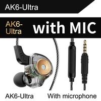 Écouteurs intra-auriculaires sportifs QKZ AK6-Ultra avec chipset, basses ultra profondes, moniteur HIFI, contrôle filaire, port 3,5 mm, IPX5