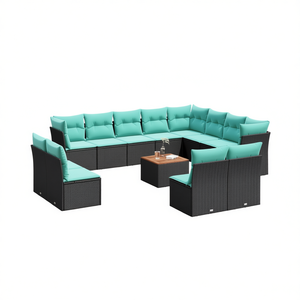 Set di Divani da Esterno Moderni in Polyrattan Nero, 13 Pezzi con Cuscini, Arredamento da Giardino dal Design Contemporaneo - Product Image 1