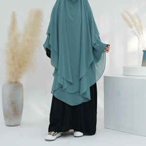 Nuovo Hijab Turco con Laccio Posteriore, Sciarpa da Preghiera Semplice per Donne Musulmane, Abito a 2 Strati, Lungo Niqab in Chiffon Khimar - Product Image 2