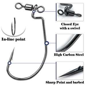 Yeni ürün balıkçılık teçhizat, önceden bağlı damla atış kanca, geniş göbek Jig kanca, bir açık-döngü döner ile donatılmış, Texas Rig yumuşak yem - Product Image 3
