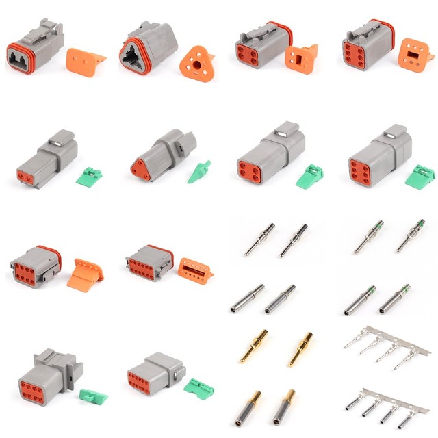 DT Series Waterproof Deutsch Connectors Male & Female Sizes 2P 3P 4P 6P 8P 12P-Copper Contacts Nylon Housing