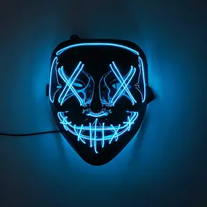 Festivali Cosplay için 2024 toptan cadılar bayramı kostüm LED ışık up cadılar bayramı maskesi