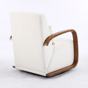 Sillón Giratorio Vintage Marrón, Cuero Sintético de Lujo, Reposabrazos de Madera Maciza, Comodidad Ergonómica, Perfecto para Sala de Estar, Lectura - Product Image 6