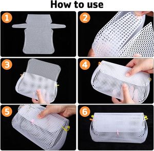 Feuilles de toile <span class=keywords><strong>plastique</strong></span> maillée pour la fabrication de sacs DIY, toile <span class=keywords><strong>plastique</strong></span> pour la confection de sacs DIY, kit de sac en maille <span class=keywords><strong>plastique</strong></span> DIY - Product Image 6
