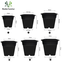 Ronbo Sunrise Pots de Fleurs en Plastique de Pépinière Carrés Noirs d'Extérieur pour Jardin, Grandes Tailles 1 2 3 5 7 10 Gallons, Vente en Gros Économique
