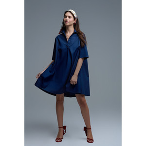 Vestido de Popelina Oversize con Manga 3/4 en Azul Marino - Product Image 6