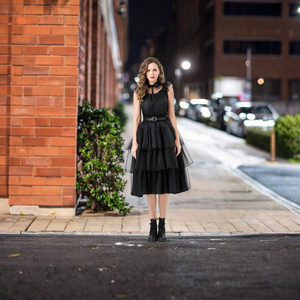 Costume de sorcière pour femmes, style Halloween, costume de <span class=keywords><strong>famille</strong></span>, robe en gaze noire avec matière en spandex, robe de vampire noire - Product Image 3